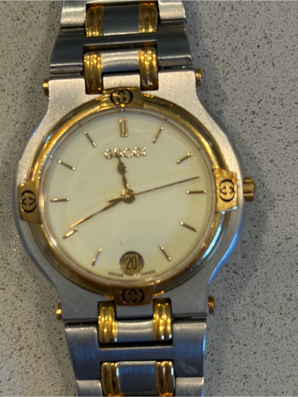 Mens Gucci Two-Tone Gold and Silver Stainless Steel Watch